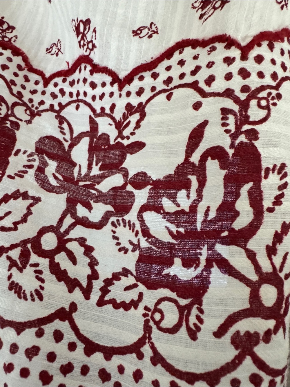 NWT Pilcro Cream Blouse with Burgundy Floral Bohemian Cotton Blouse Sz M - Picture 3 of 6